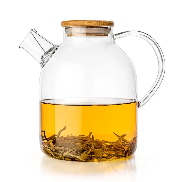 Glass Teapot - Large, With Brewed Tea, Side View